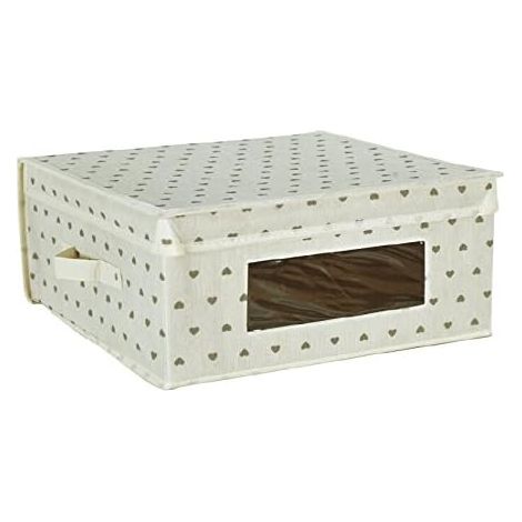 King Home SCATOLA KING BOX IN TNT PANNA 36x36x19h cm con maniglie laterali e finestrella trasparente (1/4)