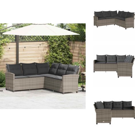 L-förmiges Couchsofa mit Kissen Graues Polyrattan - Couchsofa - Couchsofas - Sofa - Couch (1/5)