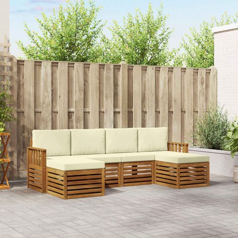 Sofagarnituren 6 pcs Natur und Creme Massivholz Akazie