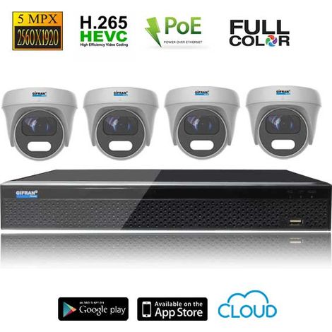 Kit videosorveglianza POE 4 telecamere dome 5MPX (1/4)