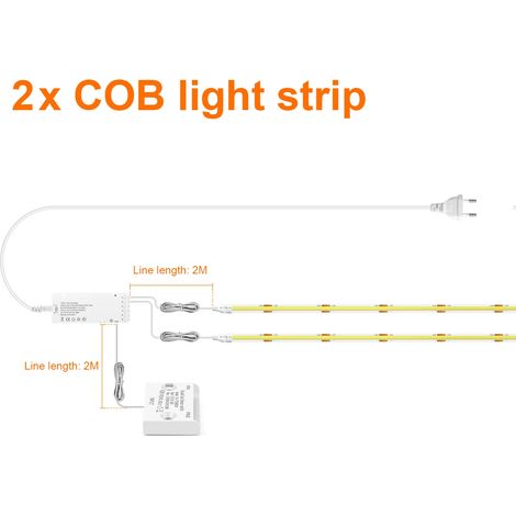 (2 bandes, lumière blanche, 2 m) Bande lumineuse LED COB 12 V, interrupteur à capteur intelligent pour double porte, décoration de placard à faire soi-même (1/5)