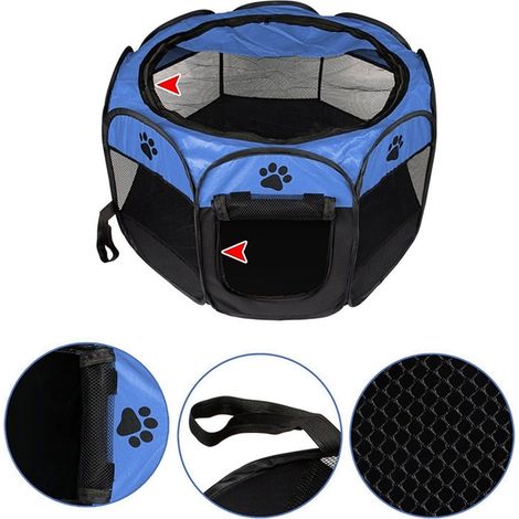 Parc de jeu portable, pliable et imperméable pour animaux de compagnie, en maille Oxford aérée, servant également de tente d'exercice pour chiens et chats (petit format).