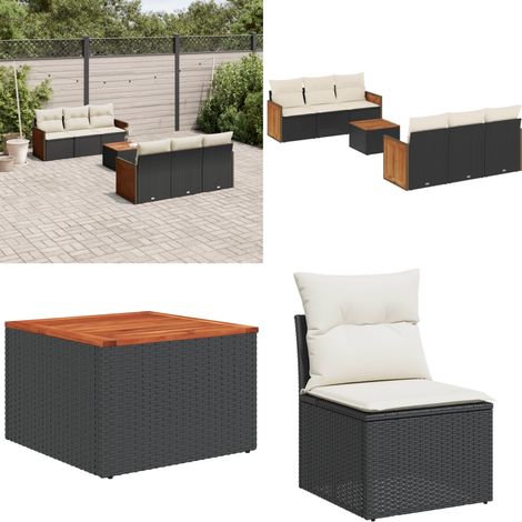 Salon de jardin 7 pcs avec coussins noir résine tressée - Ensemble Salon De Jardin - Meuble De Jardin - Mobilier Extérieur - Salon De Jardin Design - Fauteuil De Jardin - Home & Living (1/5)