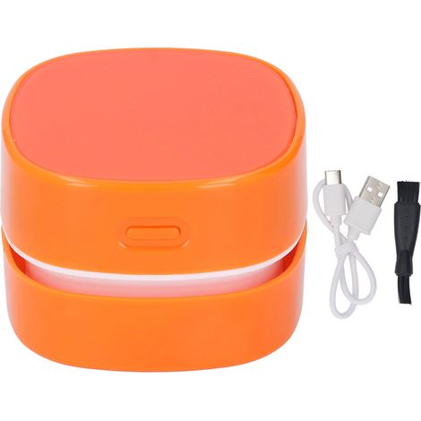 Aspirateur de bureau, mini balai à poussière de table, économie d'énergie, sans fil, design rotatif pour nettoyer les cheveux, les miettes et le clavier d'ordinateur (1/5)