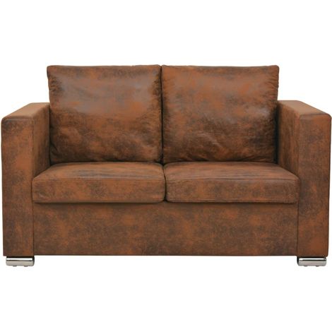 Canapé Sofa à 2 places 137x73x82 cm Cuir daim artificiel (1/5)