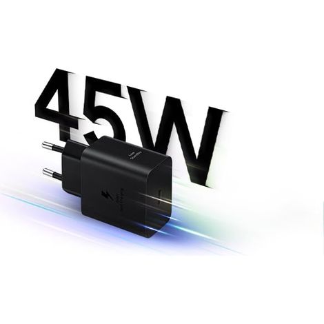 USB-C-Ladegerät, 45-W-Ultra-Schnell-Netzteil, USB-C-auf-USB-Adapter, Samsung-Schnellladegerät, Original, ohne Kabel, Schwarz