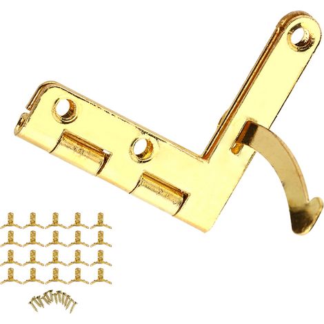 Packung mit 20 L-förmigen Federbändern für Schmuck-, Wein- und Uhrenboxen – 90°-Winkel, vergoldetes Eisen/Antik-Kupfer-Finish, 3 x 3,3 cm, inklusive Schrauben (1/5)