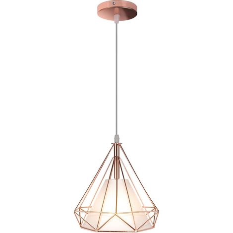 Industrielle Pendelleuchte Metall Käfig Hängende Deckenleuchte e27 Geometrisches für Wohnzimmer Schlafzimmer-Roségold