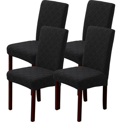 Stuhlhussen 4er Set, Stretchbezug für Schwingstühle, abnehmbar, waschbar, Schwarz (1/5)