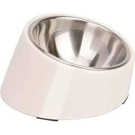 Gamelle inclinable à 15° pour chat et chien, antidérapante et étanche, facile à servir (0,5 tasse), blanche. (1/4)