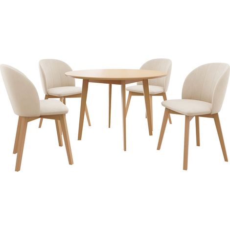 Conjunto de mesas y sillas para comedor Racine 136, Marrón + Magic Velvet 2250, 75x0x0cm, Diámetro: 120, Número de asientos: 4, Estilo: Contemporary (1/5)