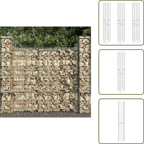 Paniers de gabion 3 pcs Acier galvanisé 25x25x197 cm - Panier De Gabion - Cloture Metallique - Cloison Decorative - Mur De Gabion - Isolation Phonique (1/5)
