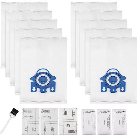 Per 10 sacchetti 3D AirClean di ricambio per sacchetti per aspirapolvere Miele GN, adatti alle serie Miele Classic C2, C3, S2, S5, S8 e S400 con motore (1/5)