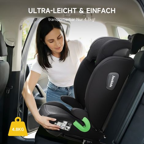 Siège-auto i-Size R129 100-150 cm (3,5-12 ans), dossier réglable, appuie-tête, protection latérale, rehausseur Isofix léger, noir (1/5)