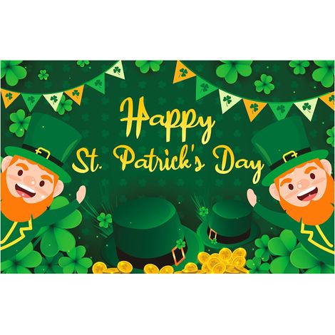 Drapeau Saint-Patrick - 115 x 180 cm - Imprimé Double Face Trèfle - Décoration Extérieure et Intérieure - 1 Pièce (1/2)