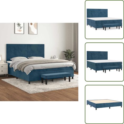 Cama de terciopelo - vidaXL Cama box spring con colchón terciopelo azul oscuro 180x200 cm - Cama con soporte medio