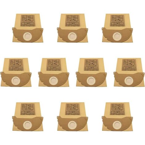 Lot de 10 sacs d'aspirateur de rechange pour Karcher A2000 2003 2004 2014 2024 2054 2064 2074 S2500 WD2200 2210 2240 (1/5)