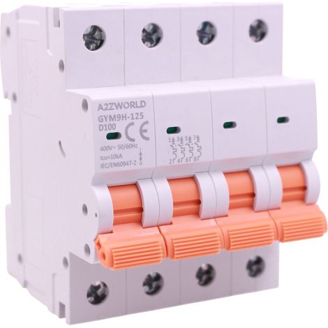 MCB Interruttore Magnetotermico Trifase 380V Curva D 4P 4M 10000A AC 400V IP20 GYM9H-125, Disponibili 80A 100A 125A (C100A)