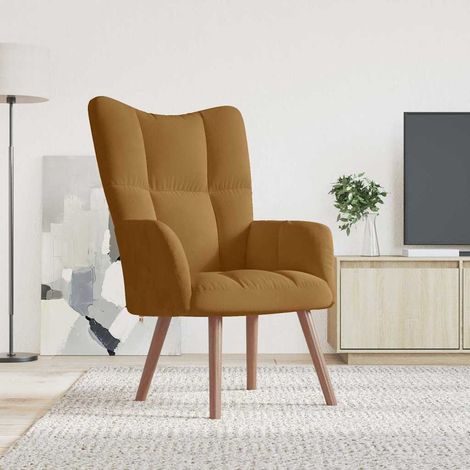vidaXL Chaise de relaxation Marron Velours (1/5)