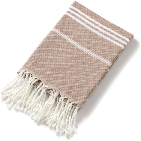Serviette de plage en coton, serviette de bain absorbante à rayures (marron)