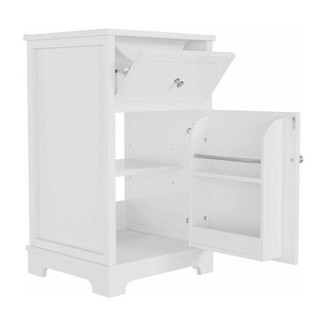 Meuble vasque en MDF 51 x 46 x 87 cm, entièrement laqué, avec tiroir coulissant et étagères réglables, étagères de porte, pieds hauts, vasque intégrée, blanc