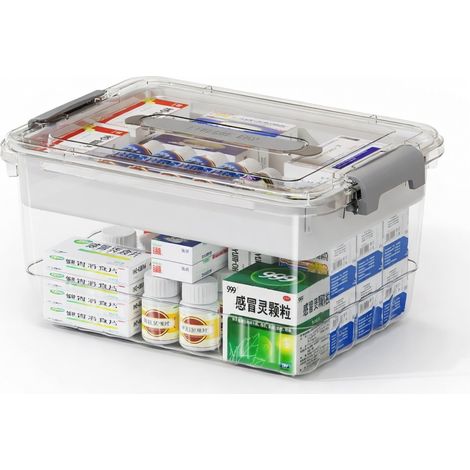 Boîte à médicaments portable à plusieurs niveaux transparent (1/5)