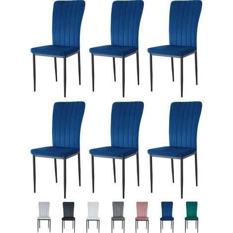 Velvet Padded Seat Dining Chairs with Metal Legs NEW ELLE LIGHT BLUE 6