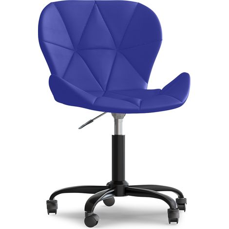 Bürostuhl mit Rädern - Drehstuhl - Kunstlederbezug - Schwarzes Wito-Gestell Blue