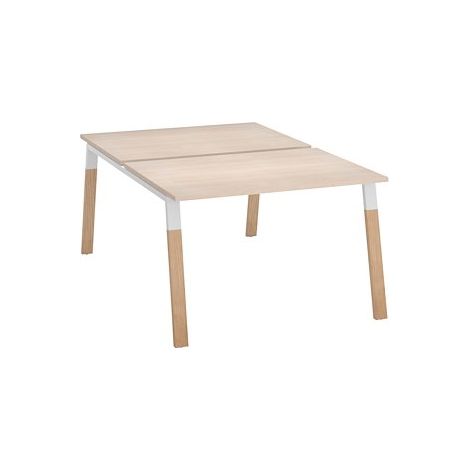 Pôle de 2 bureaux droits L 120 x P 80 cm, piétement bois métal chêne clair - Arch - Maxiburo (1/2)