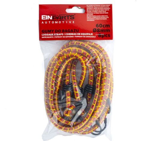 Cuerda elástica de goma 60 cm con ganchos x 4 uds. (1/5)