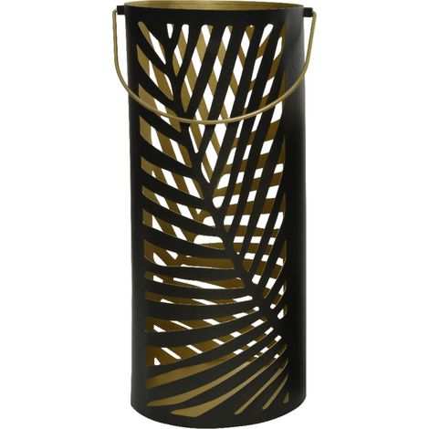 LANTERNA PALM D.20XH45CM NERA / ORO IN METALLO.