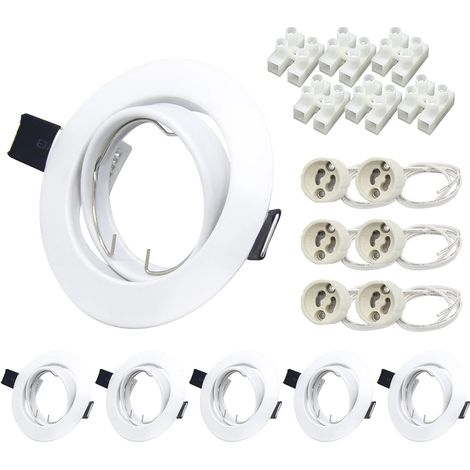 Projecteurs Spot Encastrable GU10 Carré Inox,12x Cadre De Montage Encastrable 68mm Avec Douille GU10, Cadres Pour spot encastré Orientables 30° 220V-240V