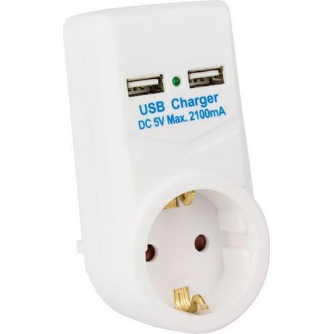 Adaptador de Corriente 2xUSB   Blanco (1/3)