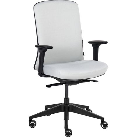 Office Chair Light Grey Fabric Adjustable Backrest Sliding Seat Adjustable Armrests Lumbar Support KAMILON (1/5)