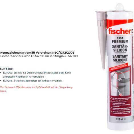 Fischer sigillante siliconico DSSA 310 ml grigio sanitario - 512209 (1/3)
