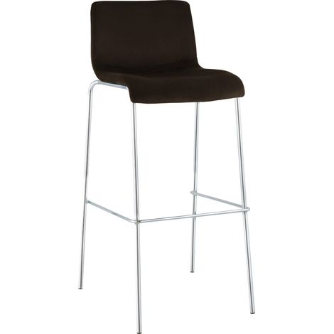 Sgabello da bar x1 schienale basso 4 gambe in metallo cromato seduta in velluto marrone 100006251