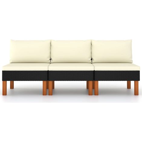Canapés centraux 3 pcs Canapé relax - Canapé de salon Résine tressée et bois d'eucalyptus BV897747 - BonneVie (1/5)