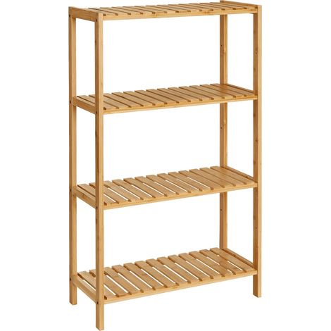 Étagère de Rangement, Meuble à Chaussures à 4 Niveaux, Support pour Plantes, Multifonction, pour Entrée, Salle de Bain, Balcon, Cuisine, 26 x 60 x 100 cm, Beige Naturel BCB034Y01 (1/5)