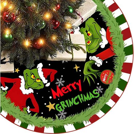 Jupe de sapin festive de 91 cm (36 pouces) avec motif « Joyeux Noël », grand tapis de décoration pour sapin, idéale pour les fêtes de Noël, à utiliser à l'intérieur comme à l'extérieur. (1/5)