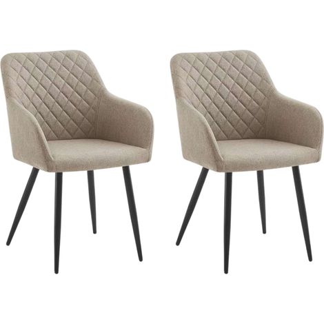Pack 2 Sillas Comedor Rombo, Juego 2 Sillas Salón Tapizadas, Sillas Sala de Estar - Beige