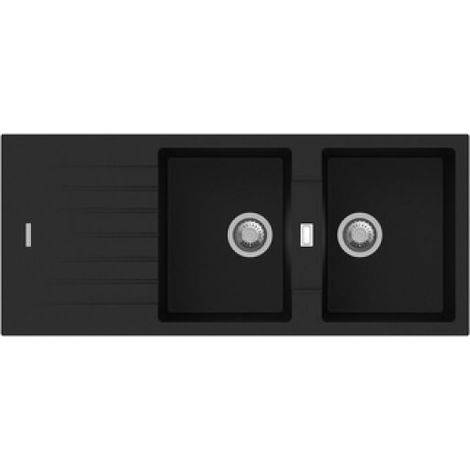 LAVELLO INCASSO 2 VASCHE CM 116 Nero