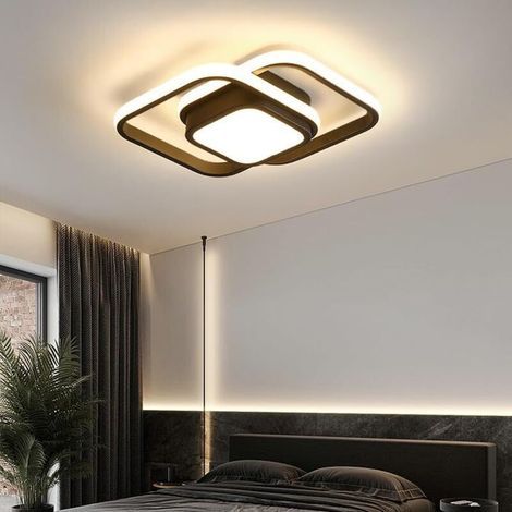 Minimalist LED ceiling light for bedrooms, staircases, balconies and entryways – Black square spotlight with three dimmers – 36W (1/4)