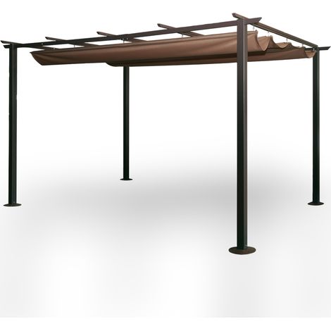 Pergola 380x280 gazebo in acciaio con telo retrattile scorrevole giardino - Fraschetti (1/5)