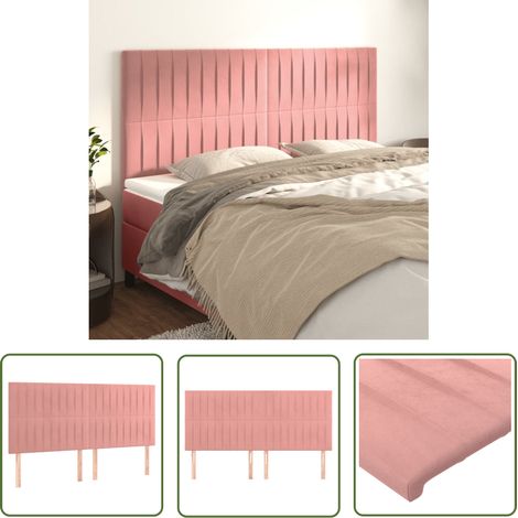 The Living Store Têtes de lit 4 pcs Rose 80x5x78/88 cm Velours - Tête De Lit - Literie - Meuble De Chambre - Velours - Chaise Longue (1/5)
