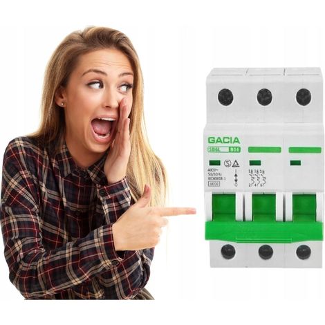 Disjoncteur B16 - 16A 3P - Sécurité Électrique - Protection Surtension - Indicateur Visuel (1/5)