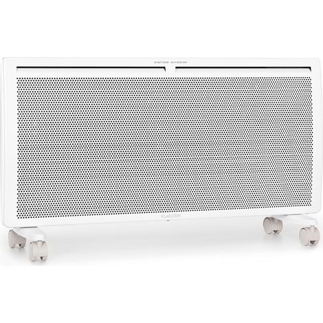 Klarstein – Radiateur infrarouge 2000W avec thermostat – Détection fenêtres ouvertes – Panneau chauffant 83x40 cm – Mobile sur roulettes