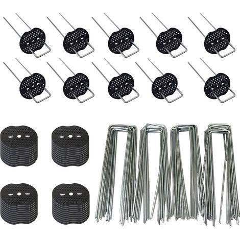 Sollbry Agrafes de Jardin en Forme de U en métal argenté,Clous de Sol de Jardin, Chevilles de Fixation de Tissu de Paysage,Outils de Jardinage(50PCS One Set) (1/5)