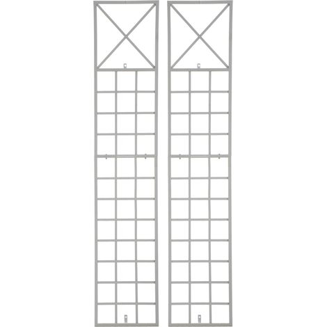 Conjunto de 2 enrejados decoración de pared jardín rosas plantas trepadoras metal blanco 100003851 (1/5)