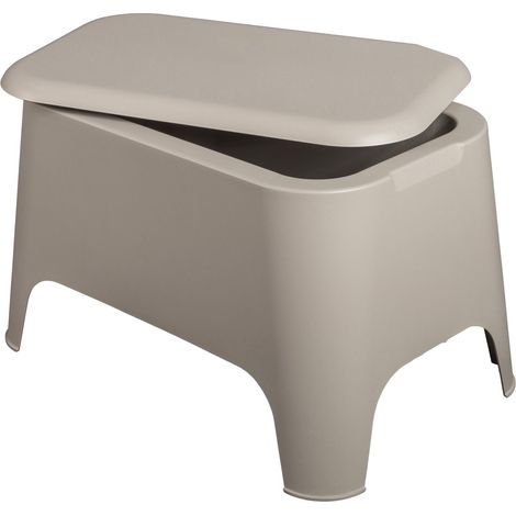 Toomax Petra Tavolino con Contenitore e Coperchio Rimovibile Grigio Tortora – Tavolino da Esterno Resistente ai Raggi UV
