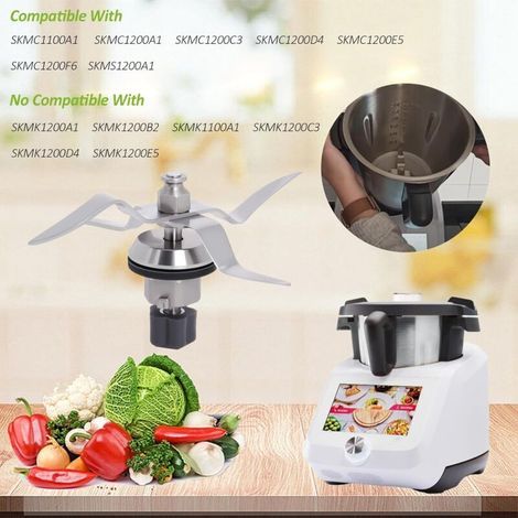 Lame de Rechange Compatible avec Silvercrest Monsieur Cuisine Connect et Monsieur Cuisine Smart Robot de Cuisine en Acier Inoxydable avec Joint et Brosse de Nettoyage (1/3)